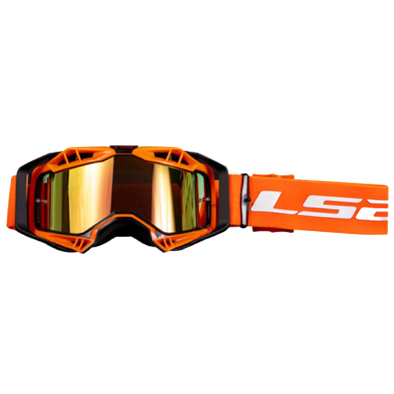 Occhiale Maschera motocross Ls2 AURA GOGGLE Arancione visiera Iridio