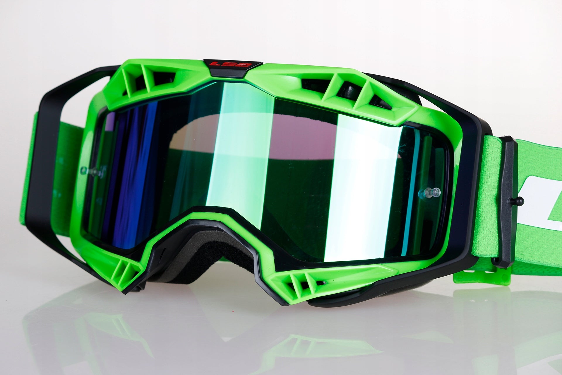 Occhiale Maschera motocross Ls2 AURA GOGGLE Verde visiera Iridio