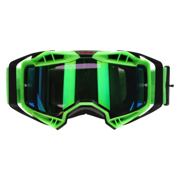 Occhiale Maschera motocross Ls2 AURA GOGGLE Verde visiera Iridio