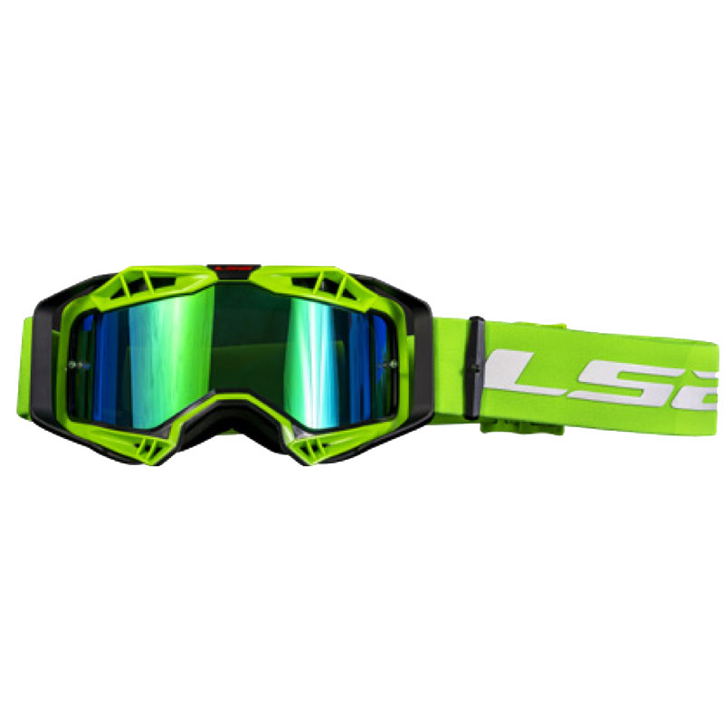 Occhiale Maschera motocross Ls2 AURA GOGGLE Verde visiera Iridio