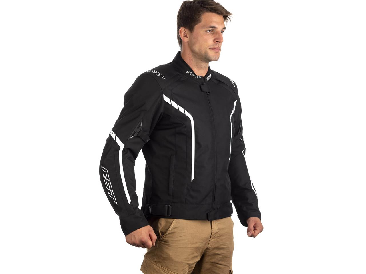 Giacca per moto in tessuto impermeabile Nero/Bianco AXIS Rst
