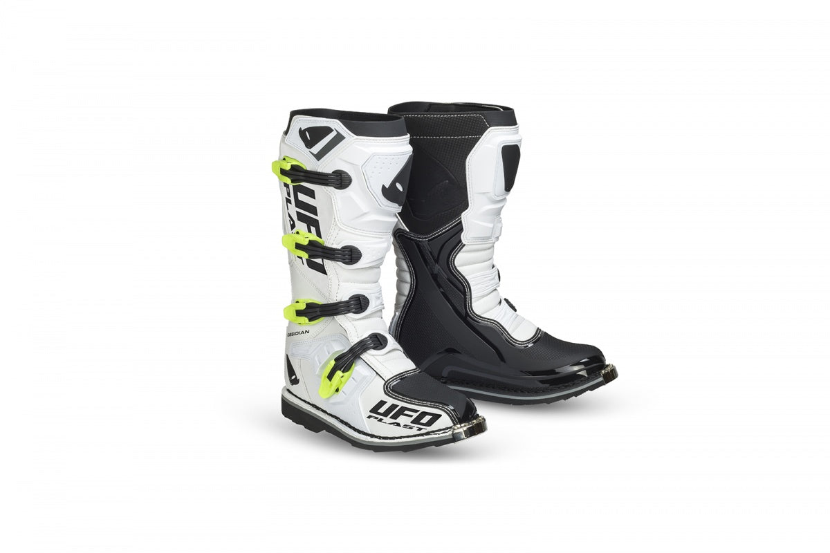 Stivali motocross Obsidian bianco e giallo fluo UfoPlast