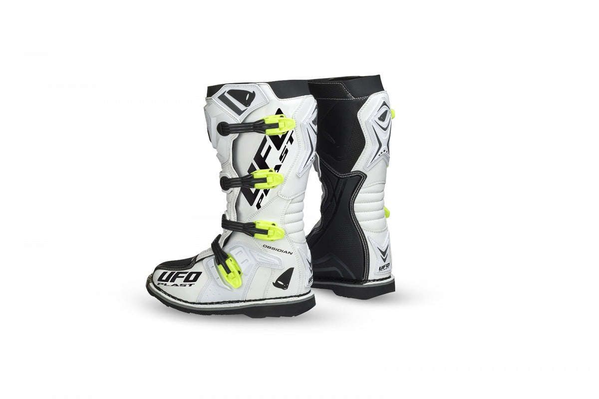Stivali motocross Obsidian bianco e giallo fluo UfoPlast