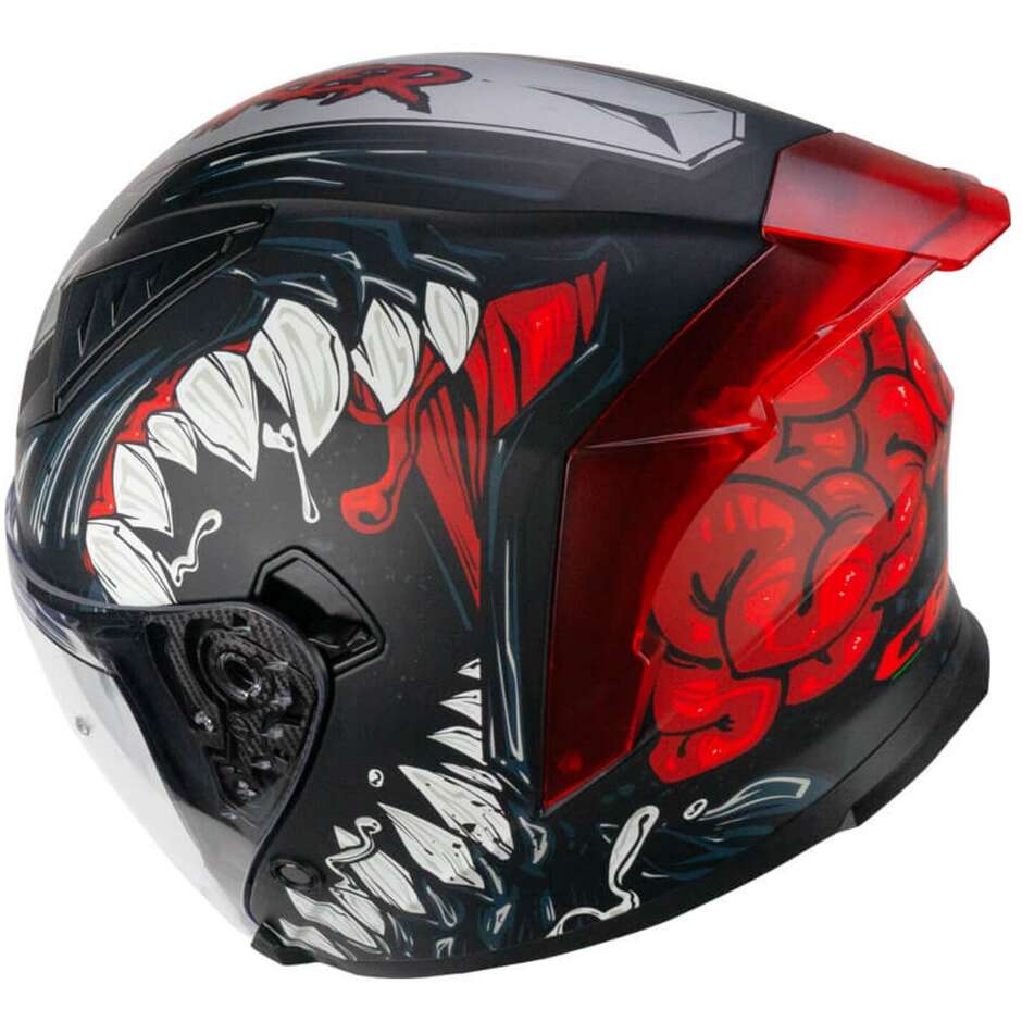 Casco Jet Uomo Donna Cgm 127X DEEP FREAKER Nero Rosso opaco Doppia visiera 