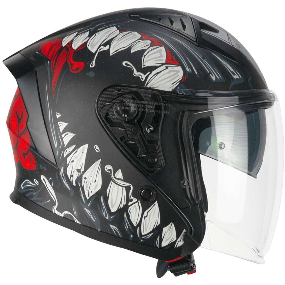 Casco Jet Uomo Donna Cgm 127X DEEP FREAKER Nero Rosso opaco Doppia visiera 