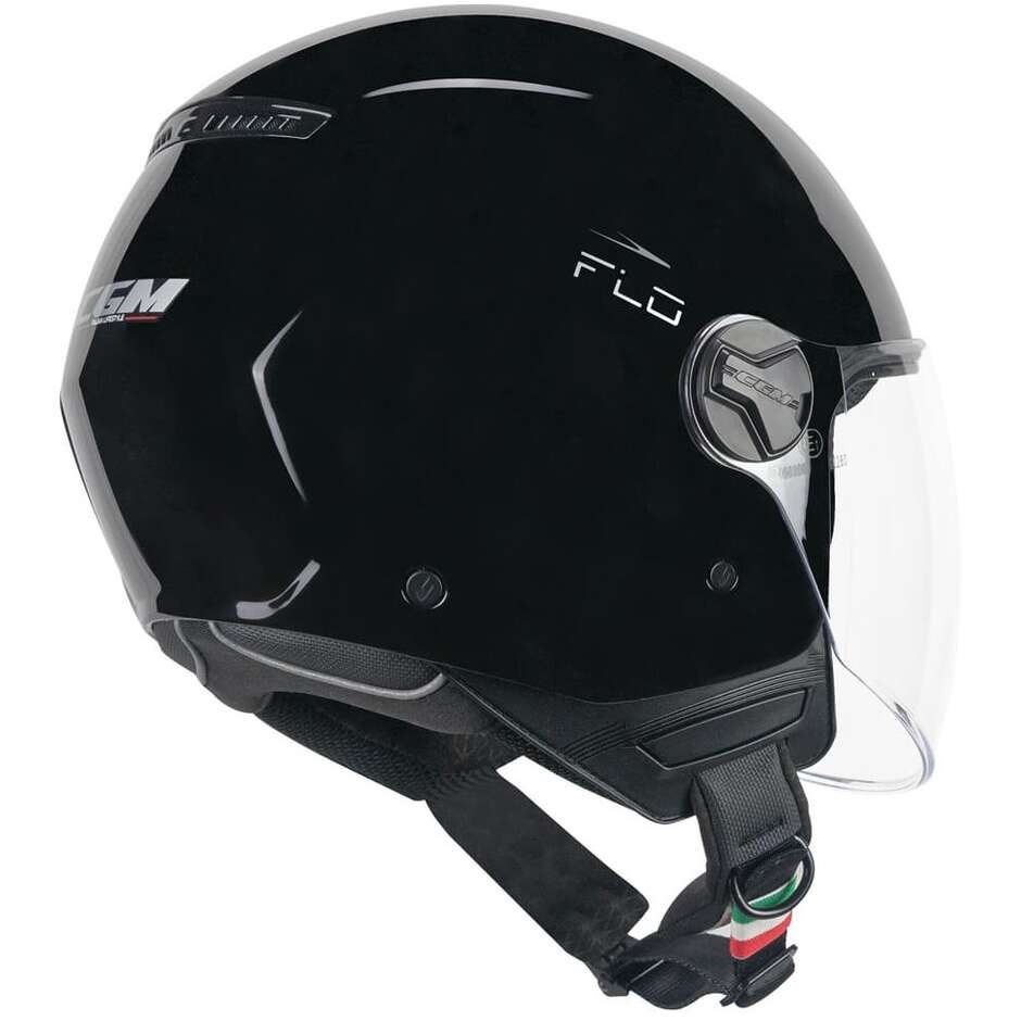 Casco moto e scooter Jet Cgm 167A FLO MONO Nero Lucido Visiera lunga