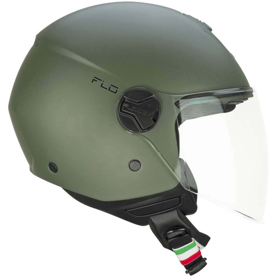 Casco moto e scooter Jet Cgm 167A FLO MONO Verde opaco Visiera lunga