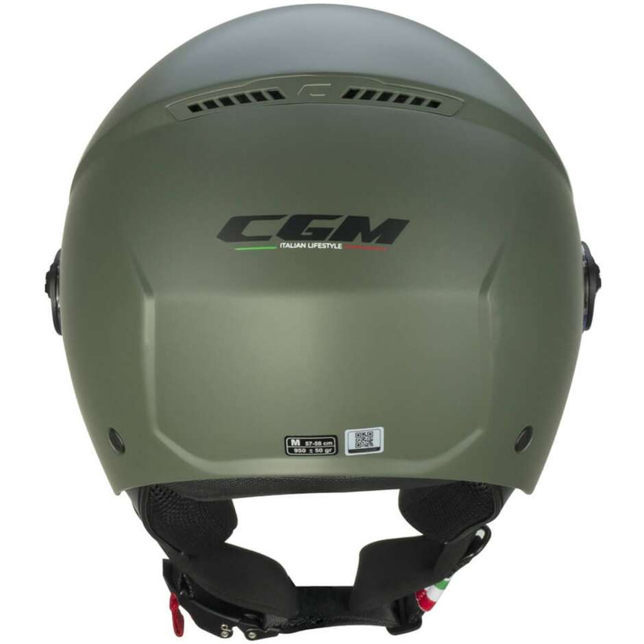 Casco moto e scooter Jet Cgm 167A FLO MONO Verde opaco Visiera lunga