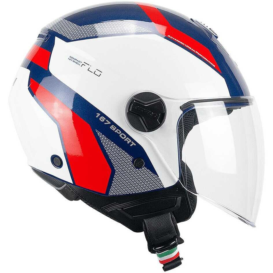 Casco moto e scooter Jet Cgm 167D FLO SPORT Blu Bianco Rosso Visiera lunga