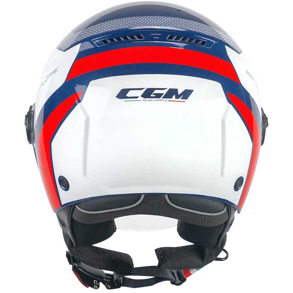 Casco moto e scooter Jet Cgm 167D FLO SPORT Blu Bianco Rosso Visiera lunga