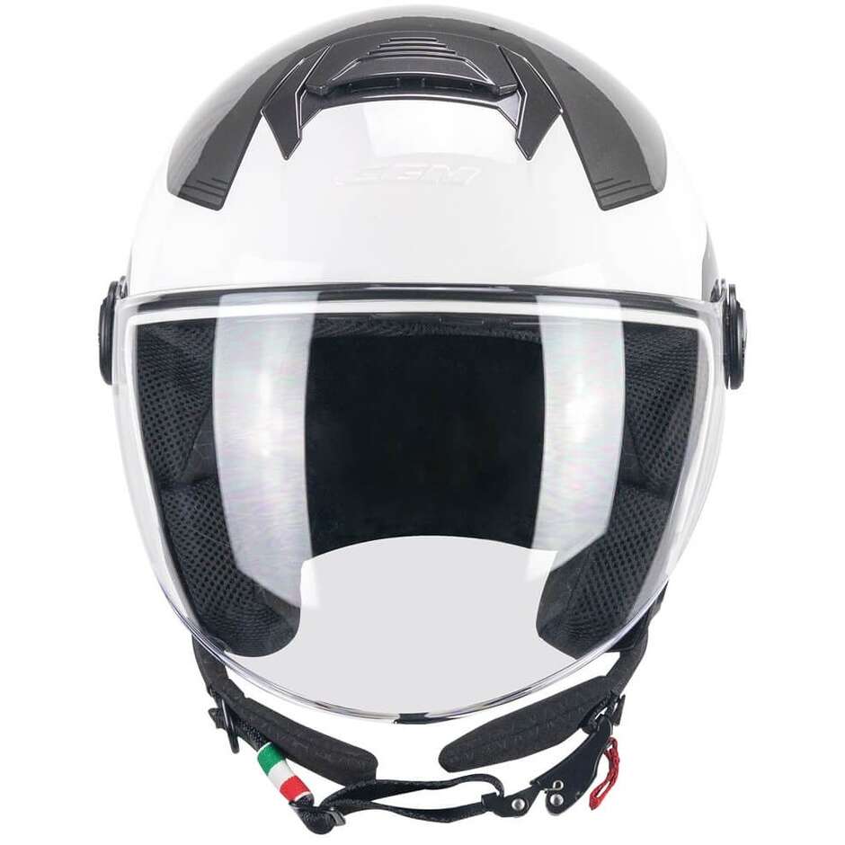 Casco moto e scooter Jet Cgm 167L FLO BICO Bianco Grigio Visiera Lunga