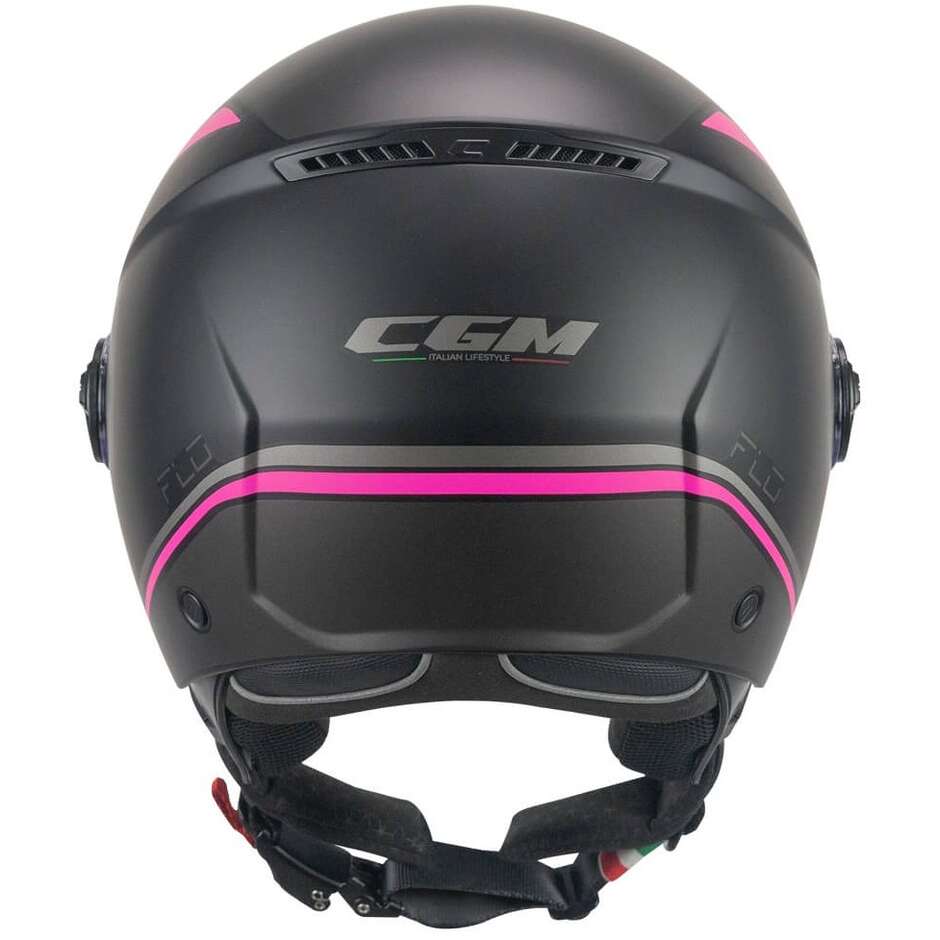 Casco moto e scooter Jet Cgm 167M FLO DOT Nero Fucsia fluo opaco Visiera lunga