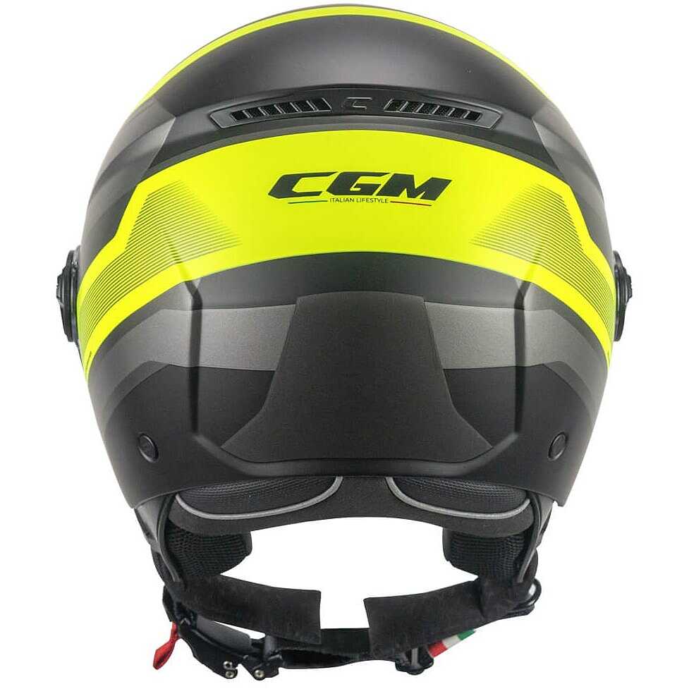 Casco moto e scooter Jet Cgm 167K FLO CITY Nero Giallo fluo opaco Visiera lunga