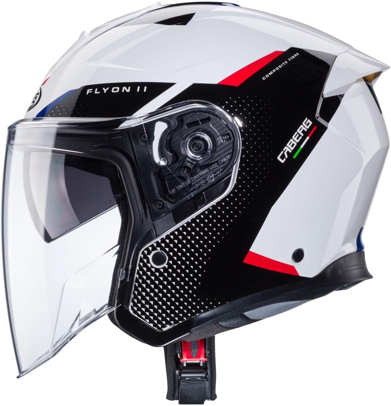 Casco moto scooter jet CABERG Flyon II Bianco/Nero/Rosso/Blu