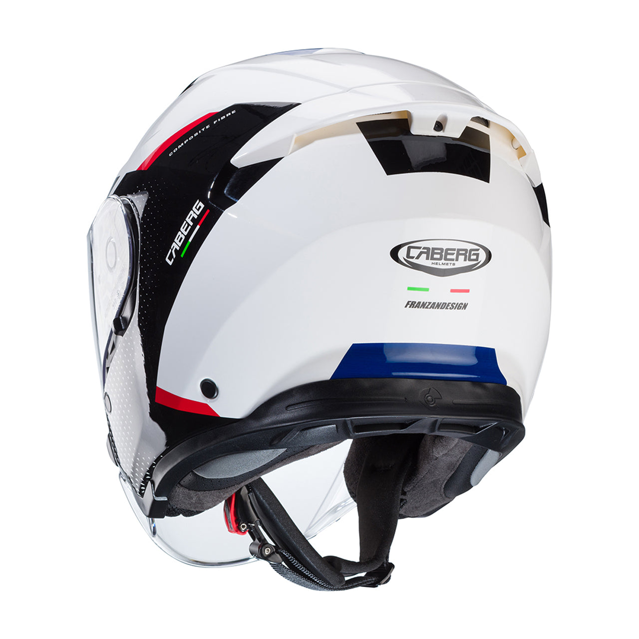 Casco moto scooter jet CABERG Flyon II Bianco/Nero/Rosso/Blu