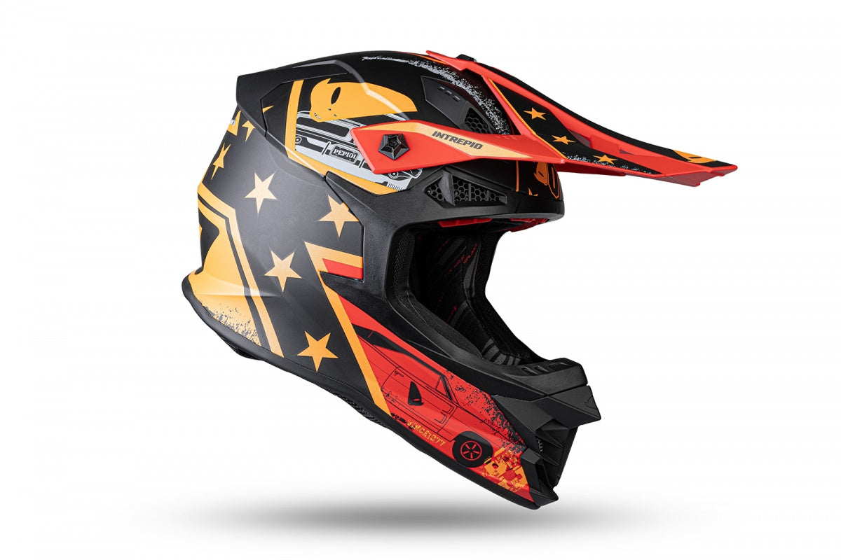 Casco motocross Intrepid nero, rosso e arancione UfoPlast