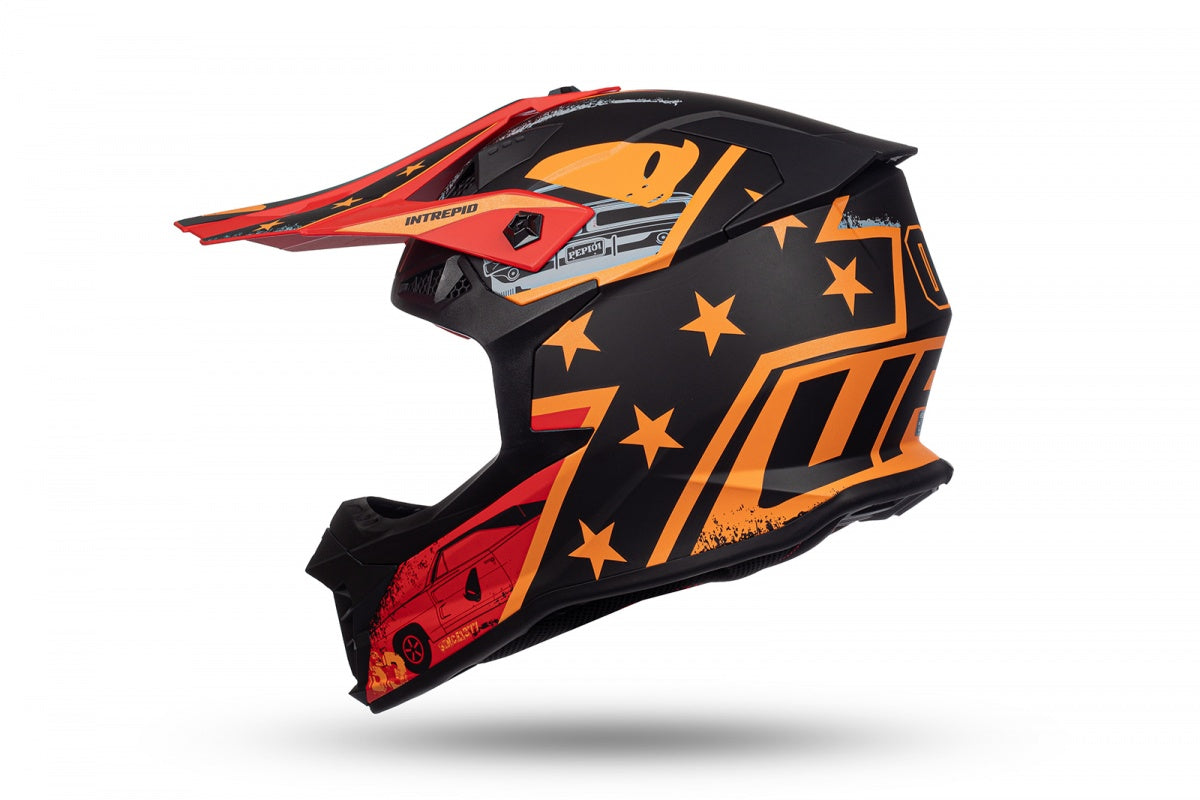 Casco motocross Intrepid nero, rosso e arancione UfoPlast