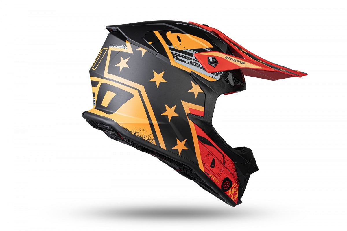 Casco motocross Intrepid nero, rosso e arancione UfoPlast