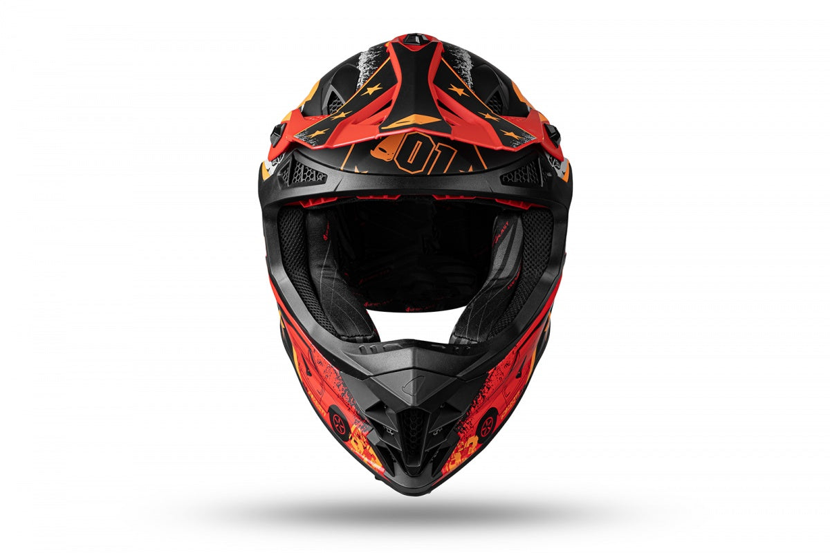 Casco motocross Intrepid nero, rosso e arancione UfoPlast