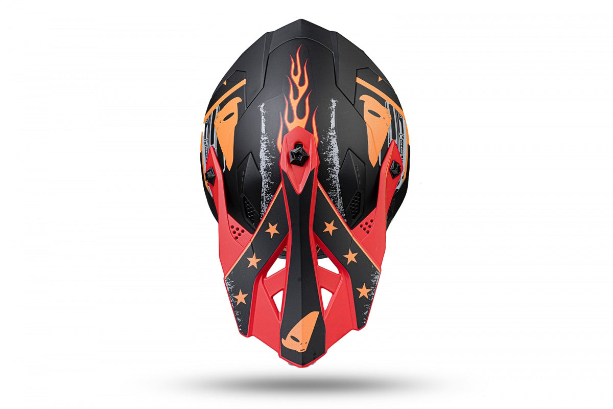 Casco motocross Intrepid nero, rosso e arancione UfoPlast