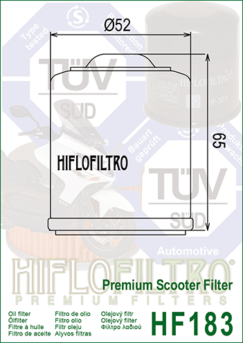 Filtro Olio Hiflo HF183 Piaggio 125/150/180/200/250/300 