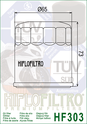 Filtro Olio HIFLO HF303 YAMAHA KAWASAKI 5GH134400000 - 15290-E12-100      