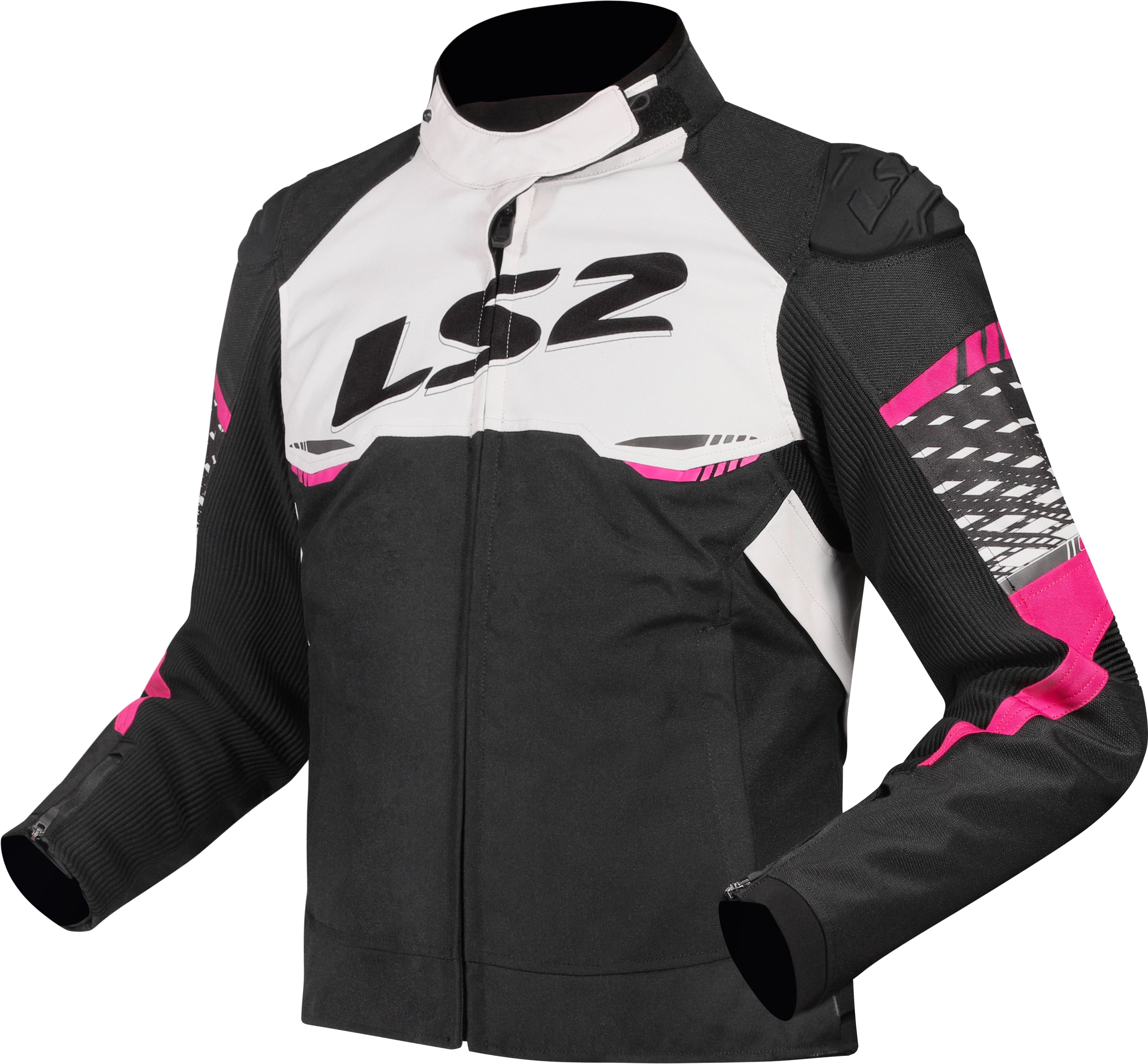 Giacca moto per Donna LS2 APEX LADY JACKET BLACK WHITE PINK