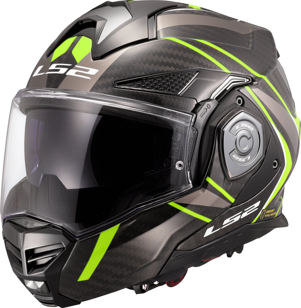 Casco Modulare per moto in carbonio LS2 FF901 ADVANT X C FUTURE II H-V YELLOW