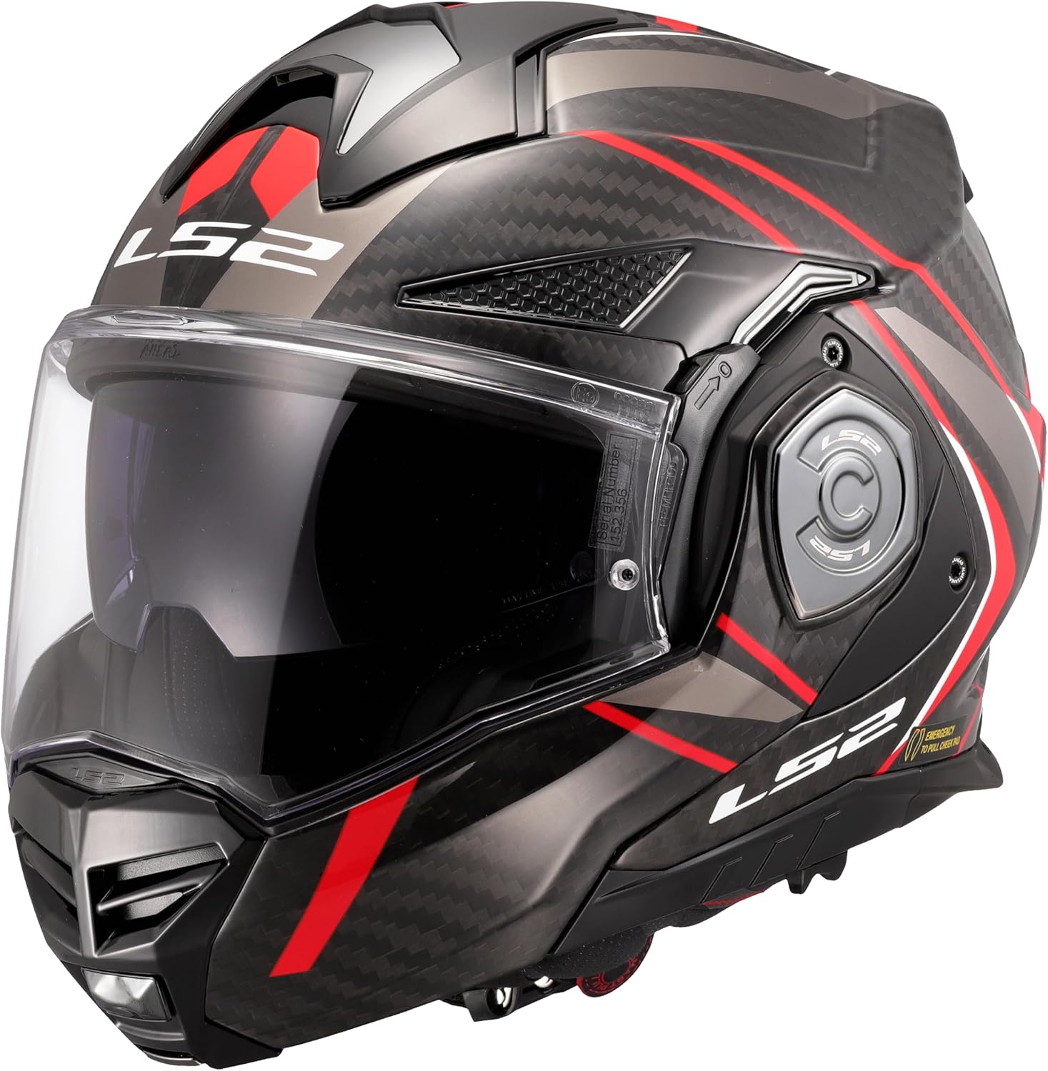 Casco Modulare per moto in carbonio LS2 FF901 ADVANT X CARBON FUTURE II RED