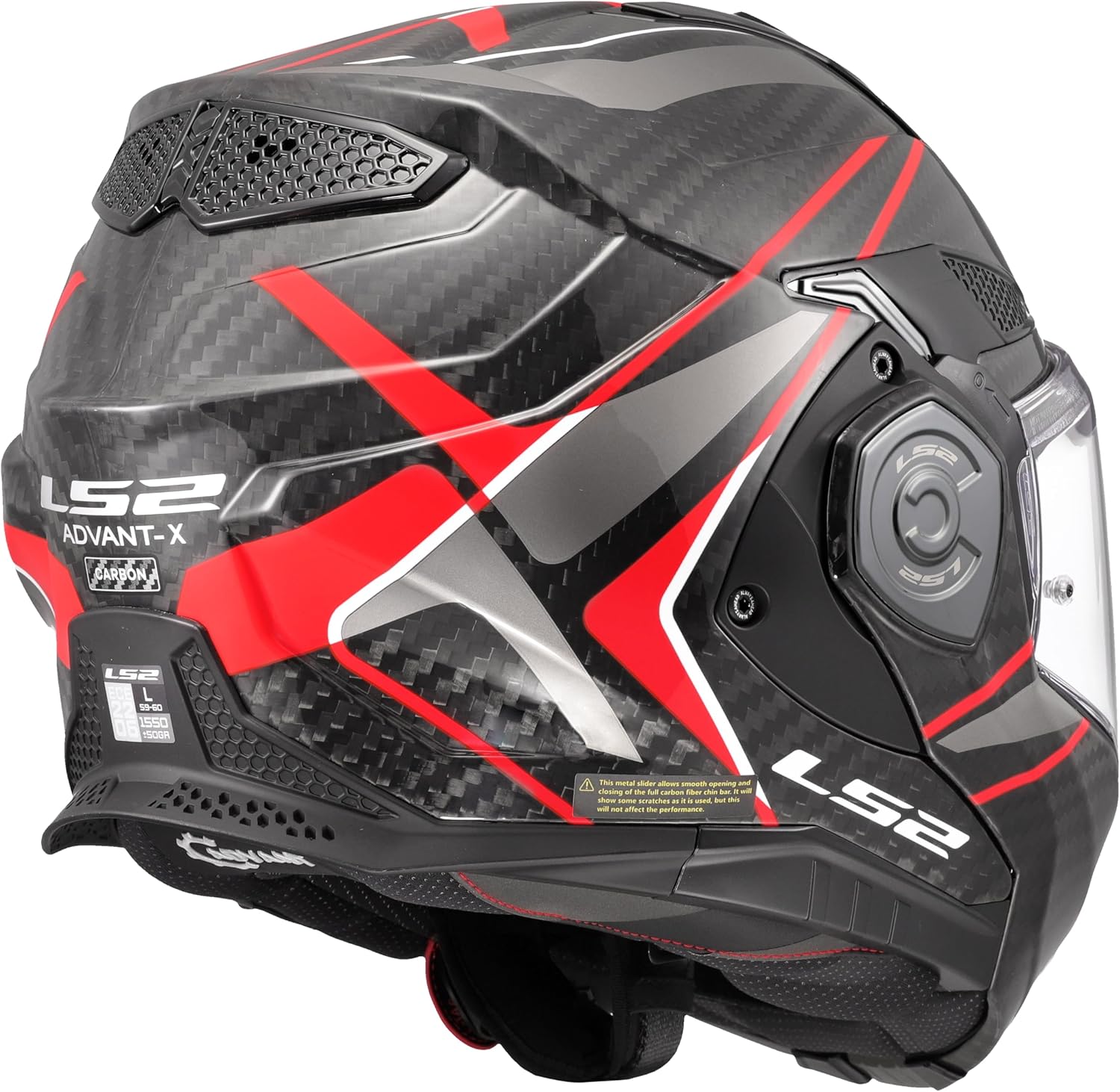 Casco Modulare per moto in carbonio LS2 FF901 ADVANT X CARBON FUTURE II RED