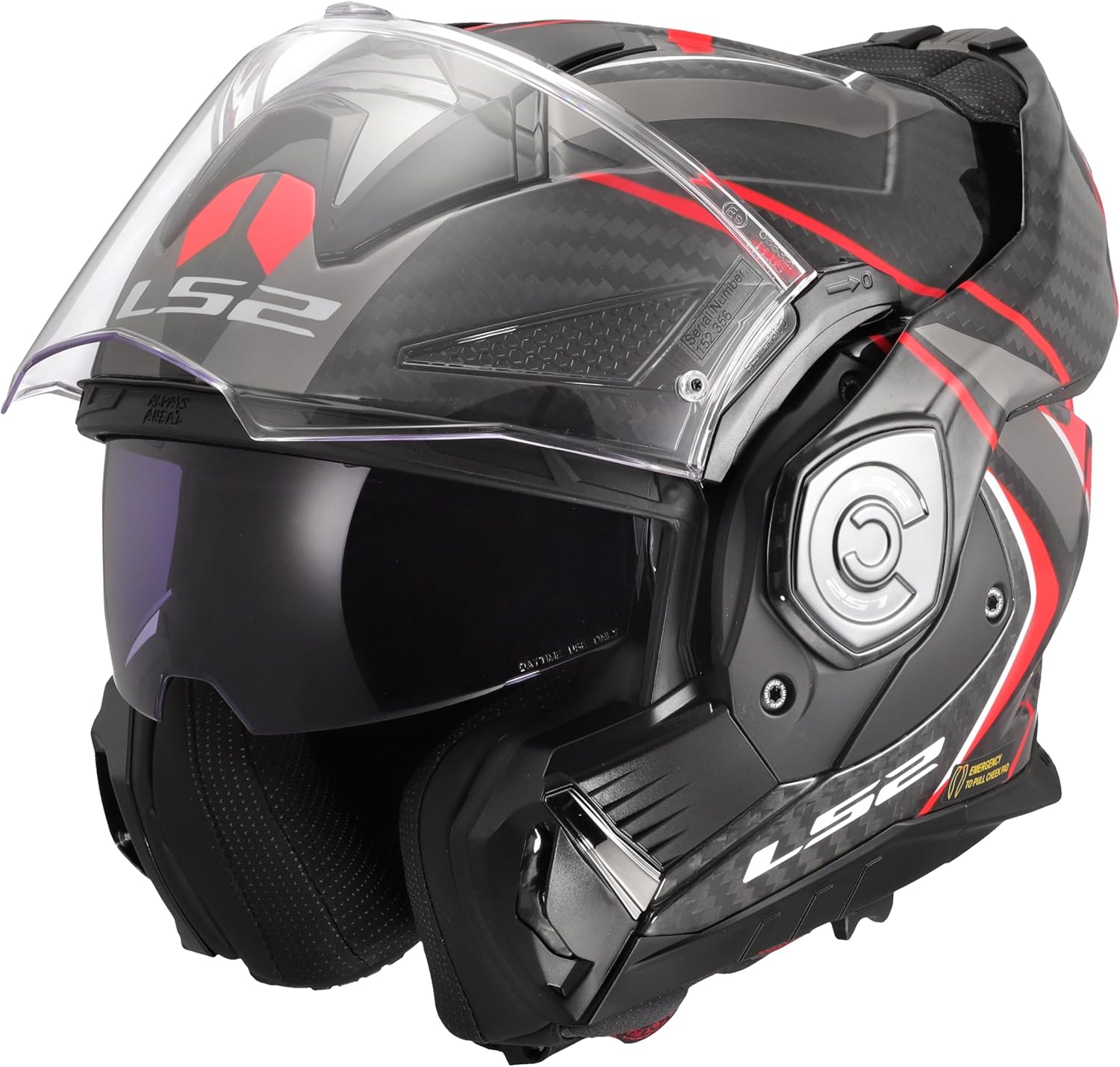 Casco Modulare per moto in carbonio LS2 FF901 ADVANT X CARBON FUTURE II RED