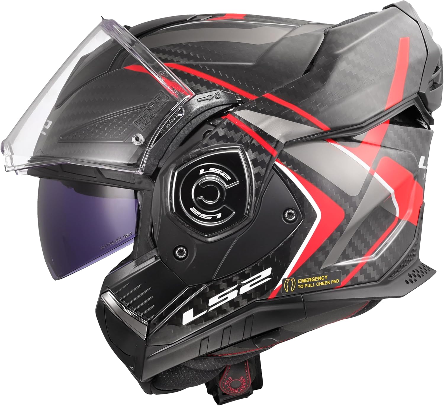 Casco Modulare per moto in carbonio LS2 FF901 ADVANT X CARBON FUTURE II RED