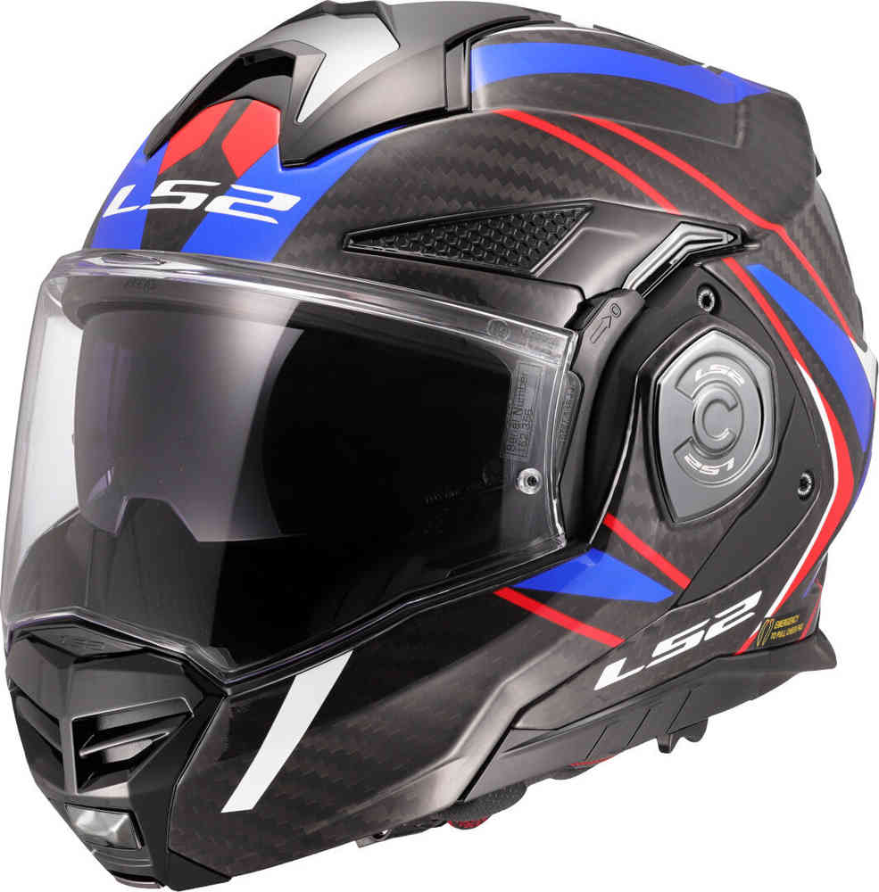 Casco Modulare per moto in carbonio LS2 FF901 ADVANT X CARBON FUTURE II WHITE BLUE