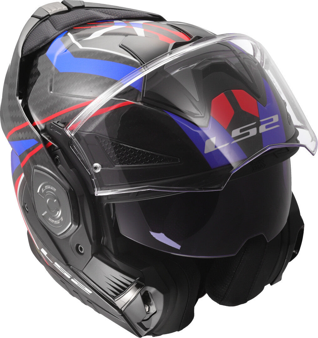 Casco Modulare per moto in carbonio LS2 FF901 ADVANT X CARBON FUTURE II WHITE BLUE