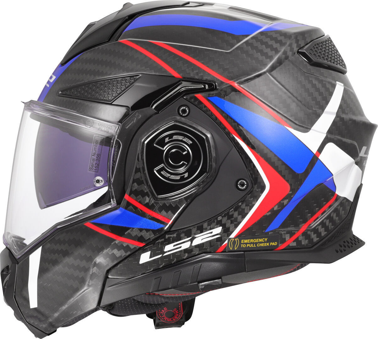 Casco Modulare per moto in carbonio LS2 FF901 ADVANT X CARBON FUTURE II WHITE BLUE