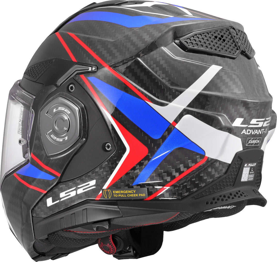 Casco Modulare per moto in carbonio LS2 FF901 ADVANT X CARBON FUTURE II WHITE BLUE