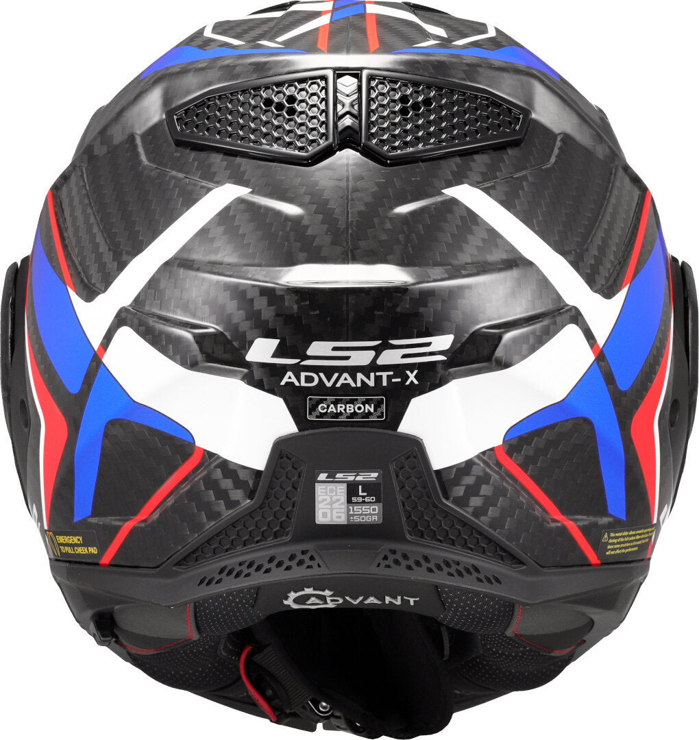 Casco Modulare per moto in carbonio LS2 FF901 ADVANT X CARBON FUTURE II WHITE BLUE