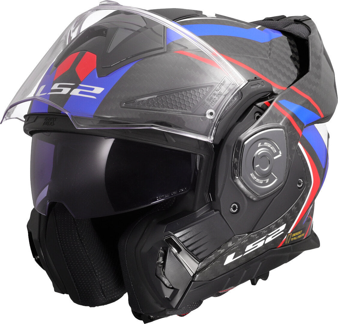 Casco Modulare per moto in carbonio LS2 FF901 ADVANT X CARBON FUTURE II WHITE BLUE