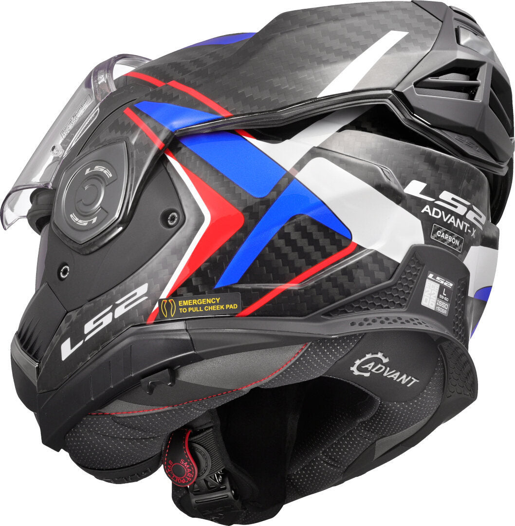 Casco Modulare per moto in carbonio LS2 FF901 ADVANT X CARBON FUTURE II WHITE BLUE