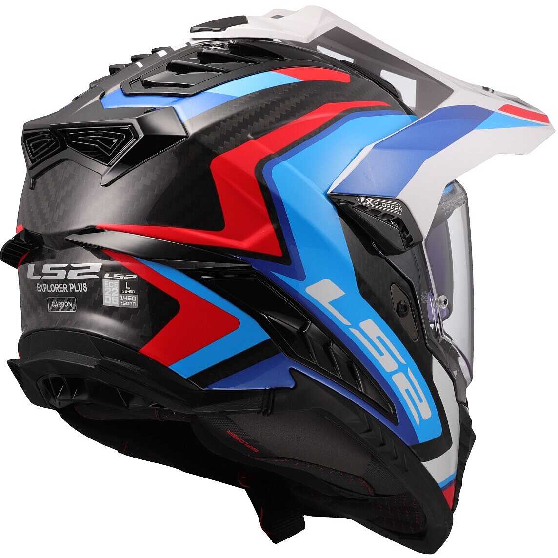 Casco da moto Adventure LS2 MX701 EXPLORER CARBON FRONTIER II WHITE BLUE