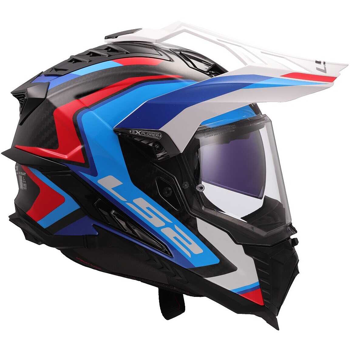 Casco da moto Adventure LS2 MX701 EXPLORER CARBON FRONTIER II WHITE BLUE