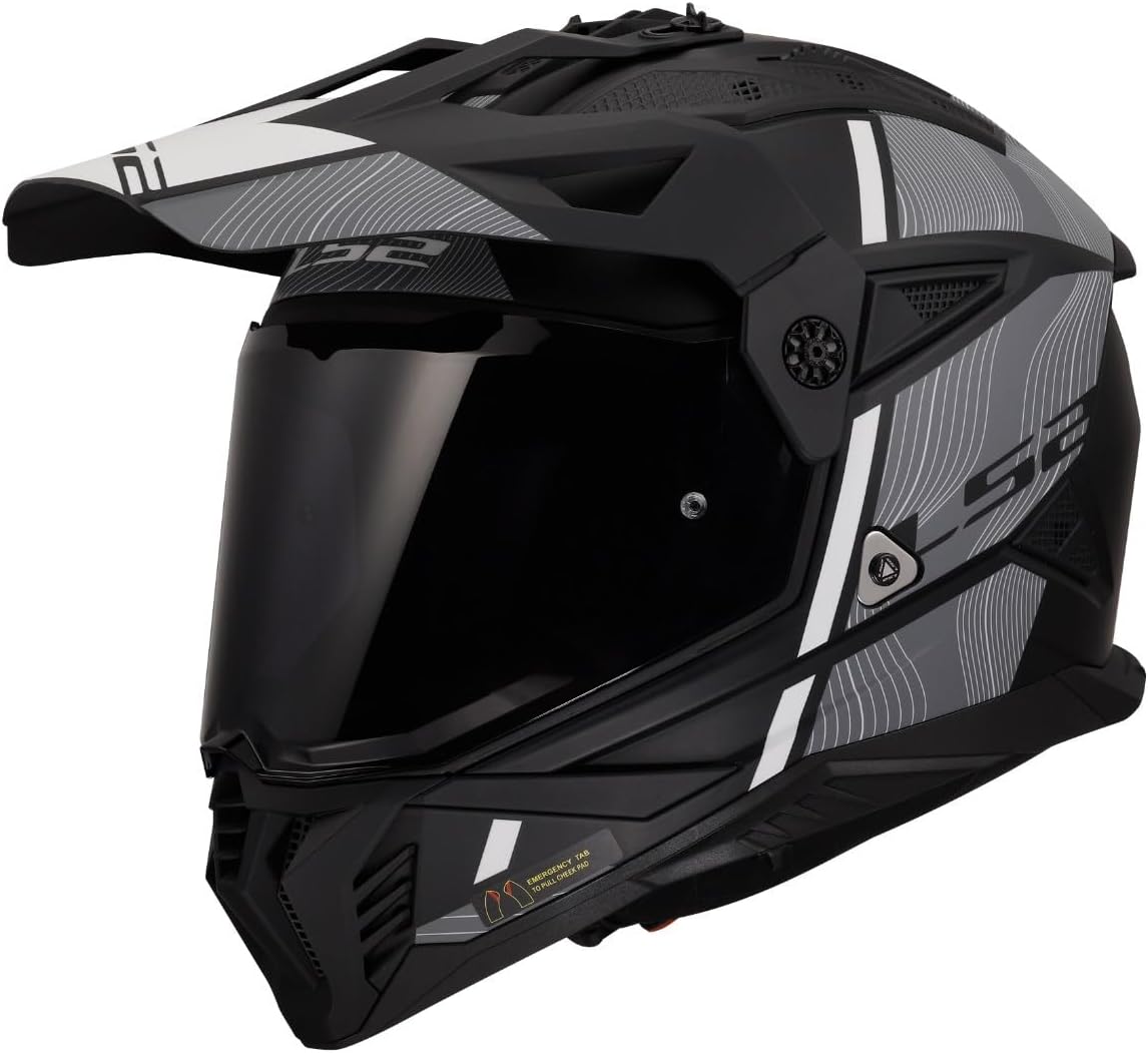 Casco Motocross Enduro LS2 MX702 PIONEER II HILL MATT BLACK WHITE