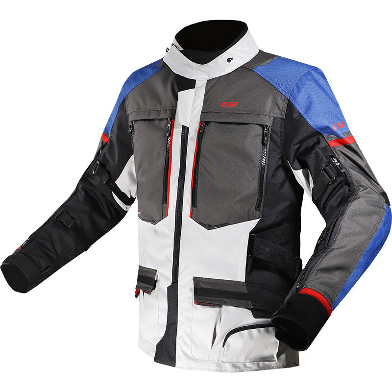 Giacca per moto in tessuto Uomo LS2 NORWAY MAN JACKET BLUE BLACK GREY RED