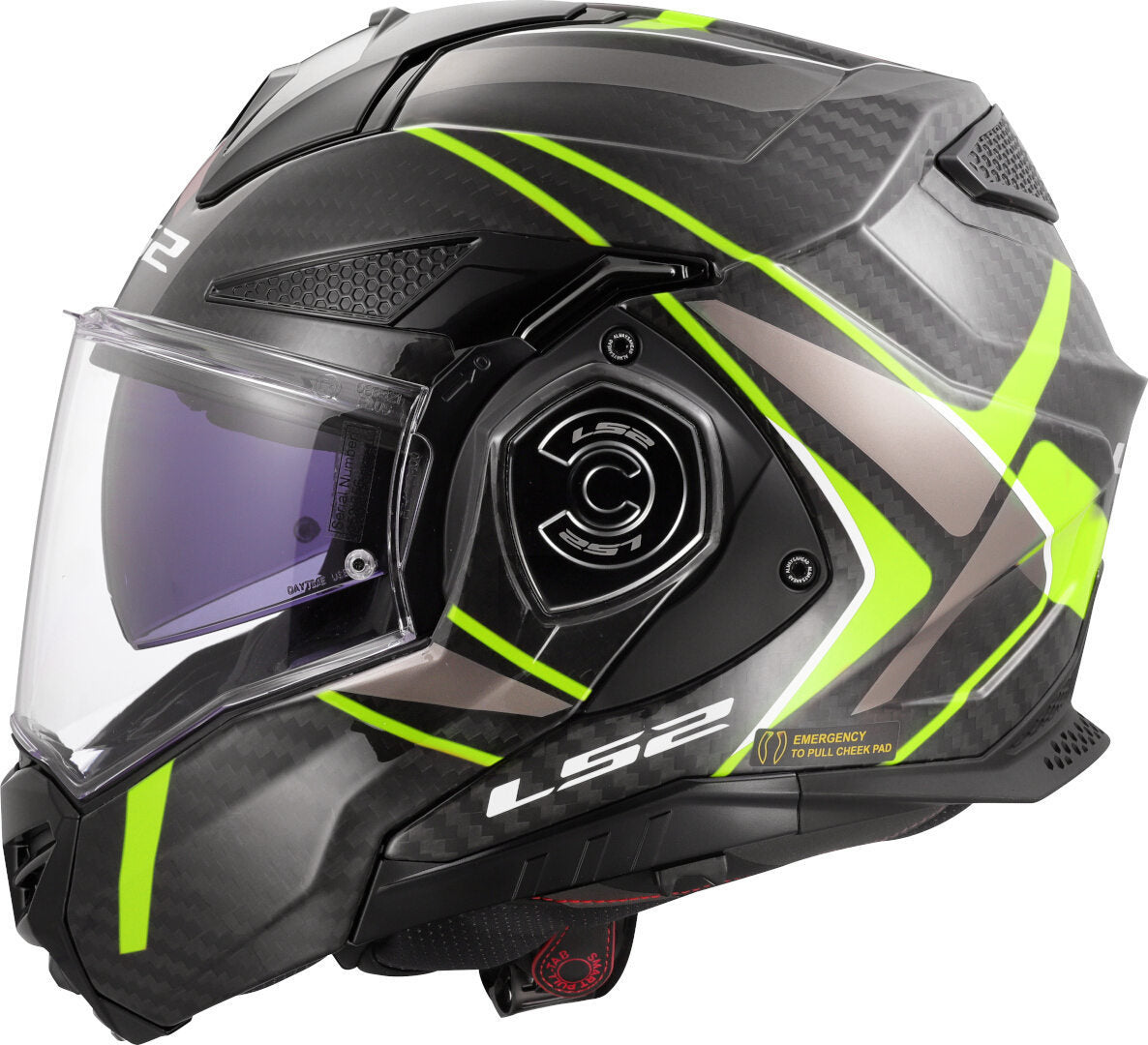 Casco Modulare per moto in carbonio LS2 FF901 ADVANT X C FUTURE II H-V YELLOW