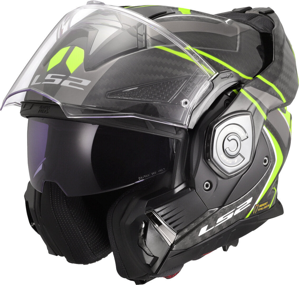 Casco Modulare per moto in carbonio LS2 FF901 ADVANT X C FUTURE II H-V YELLOW
