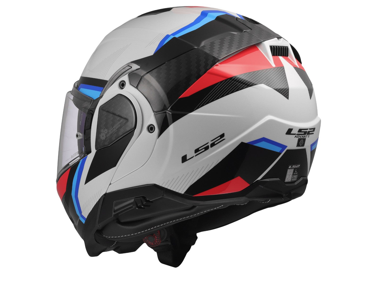 Casco Modulare ribaltabile a 180º LS2 FF910 ADVANT II TRIPLE WHITE BLUE RED