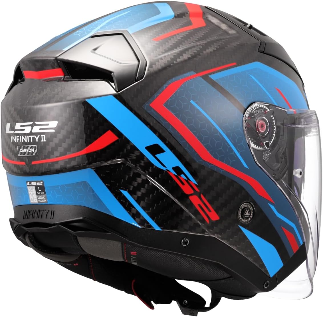 Casco Jet per moto in carbonio LS2 OF603 INFINITY II C URUS BLUE RED
