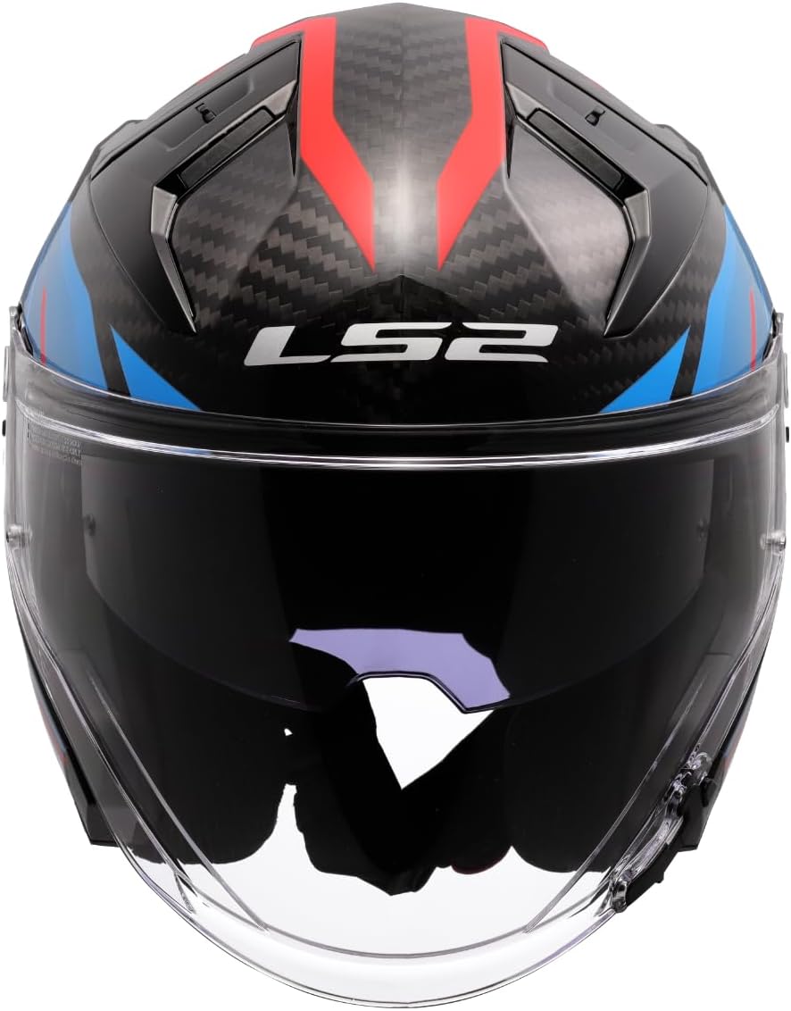 Casco Jet per moto in carbonio LS2 OF603 INFINITY II C URUS BLUE RED