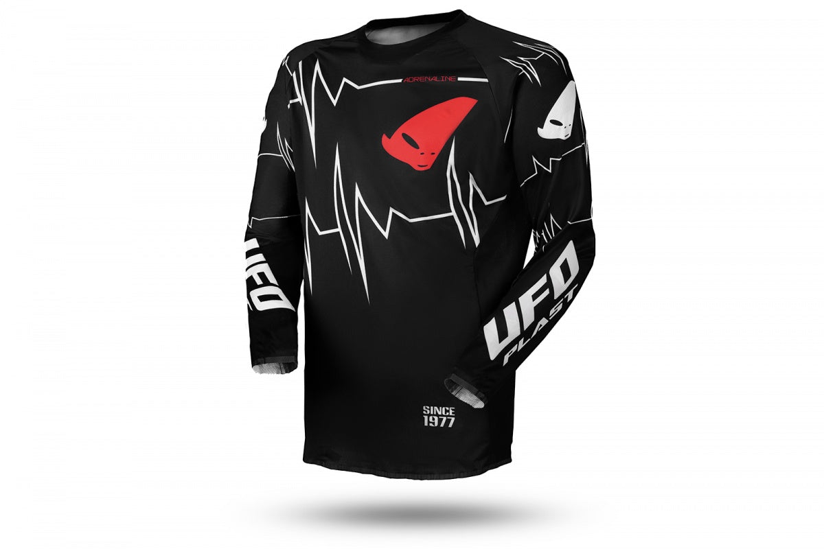 Maglia motocross Slim Adrenaline nera, bianca e rossa UfoPlast