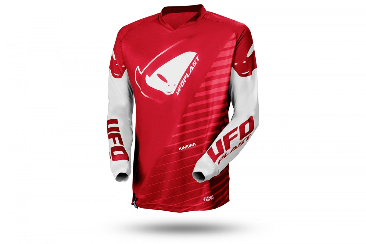 Maglia motocross Kimura da bambino rossa e bianco UfoPlast